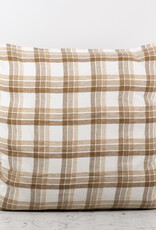 Linge Particulier French Linen Pillow Cover - 25" -  Caramel Checks