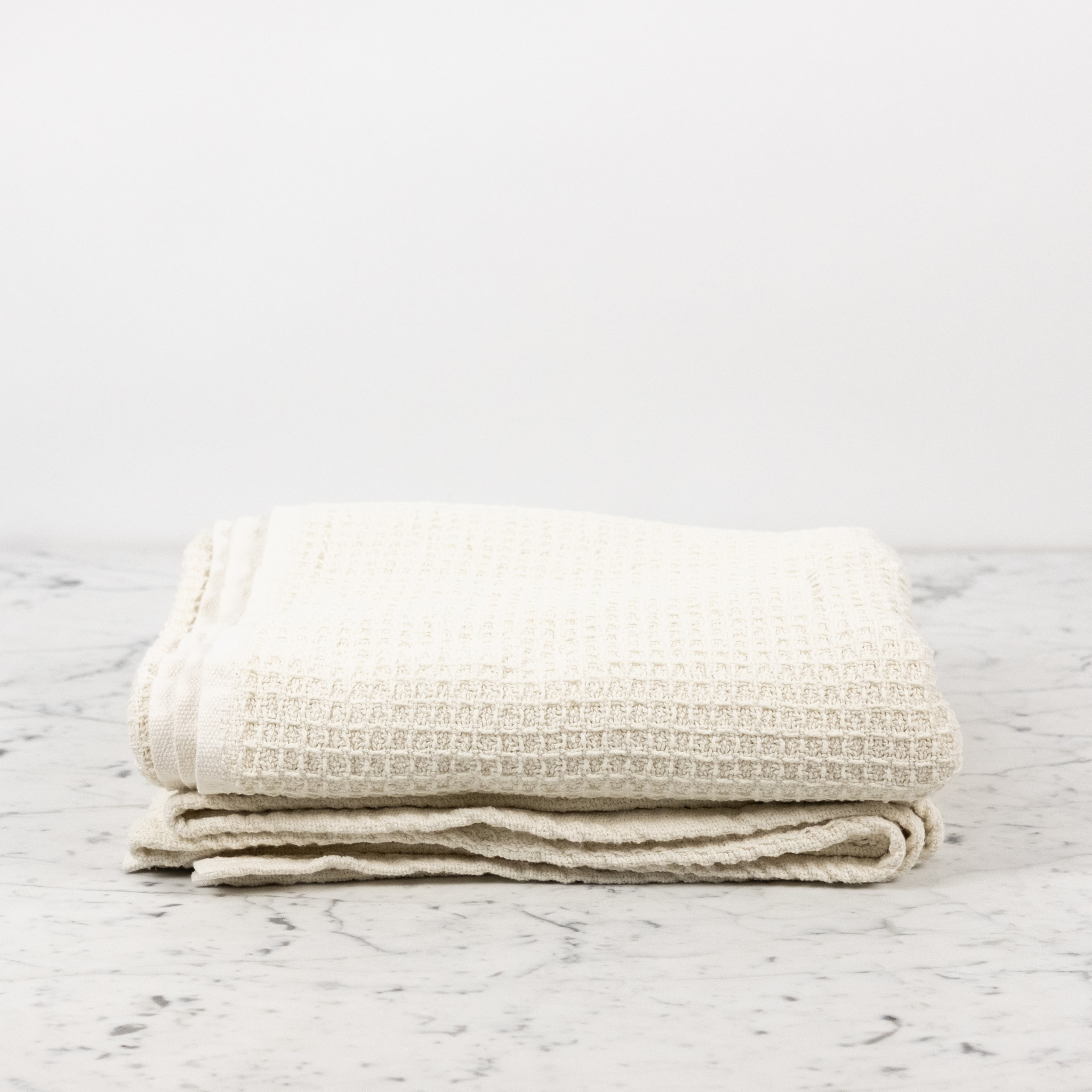 Lithuanian Cotton Waffle Blanket - 57" x 82" - Ecru