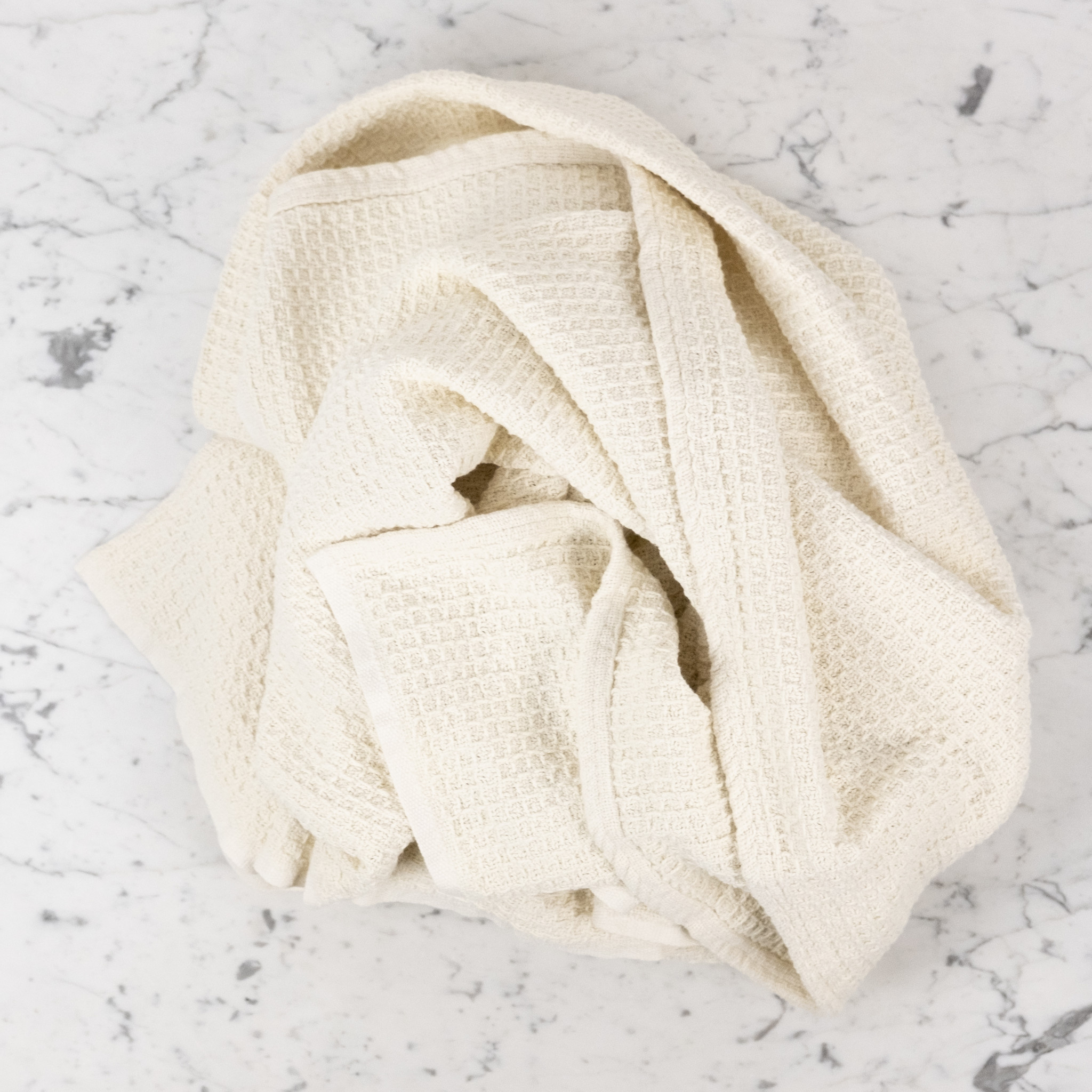 Lithuanian Cotton Waffle Blanket - 57" x 82" - Ecru