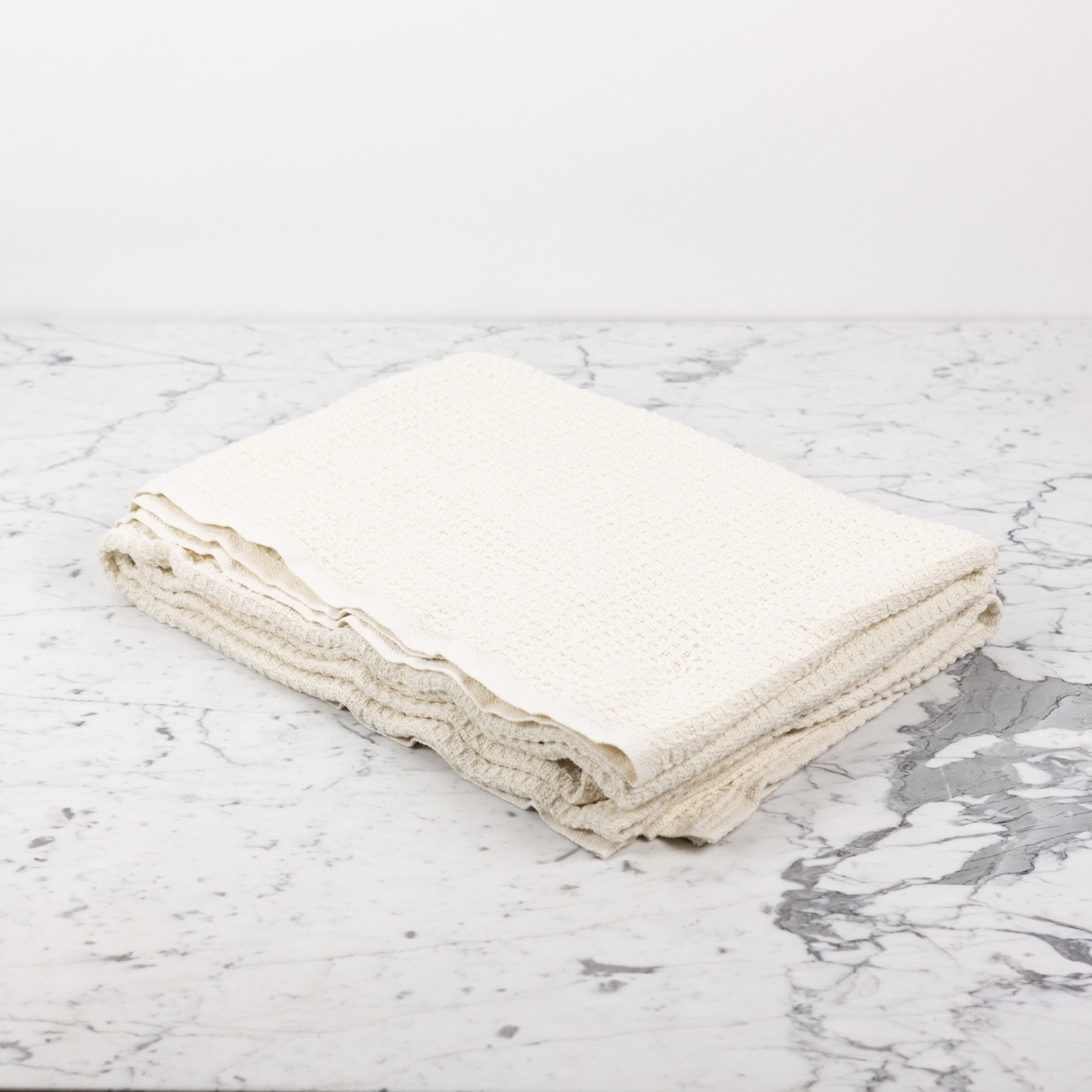 Lithuanian Cotton Waffle Blanket - 57" x 82" - Ecru
