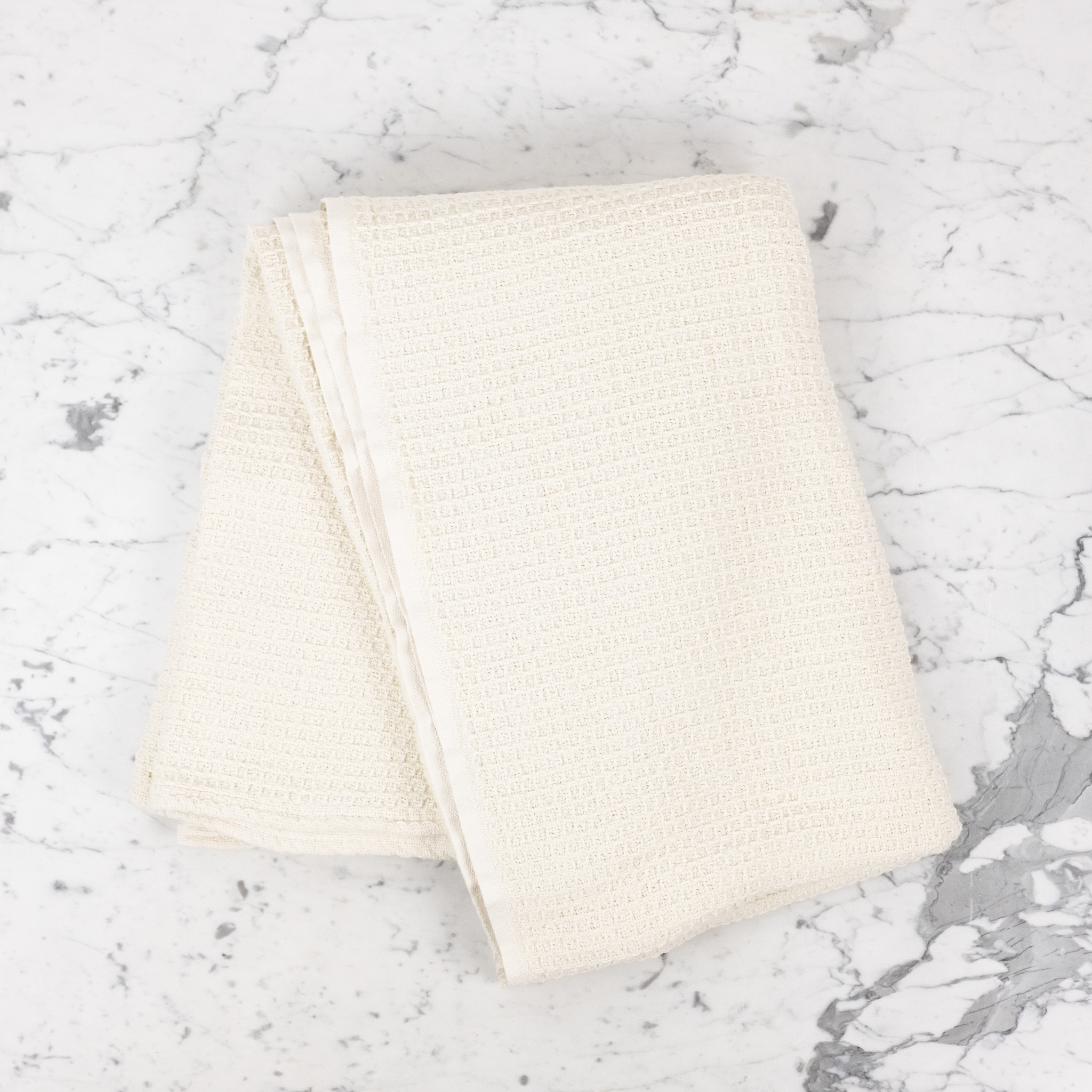 Lithuanian Cotton Waffle Blanket - 57" x 82" - Ecru