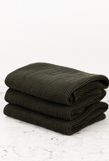 Linge Particulier French Linen + Cotton XL Waffle Compact Bath Towel- Kaki -24 x 40"