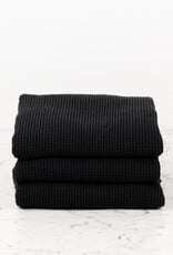 Linge Particulier French Linen + Cotton XL Waffle Compact Bath Towel - Black - 24 x 40"