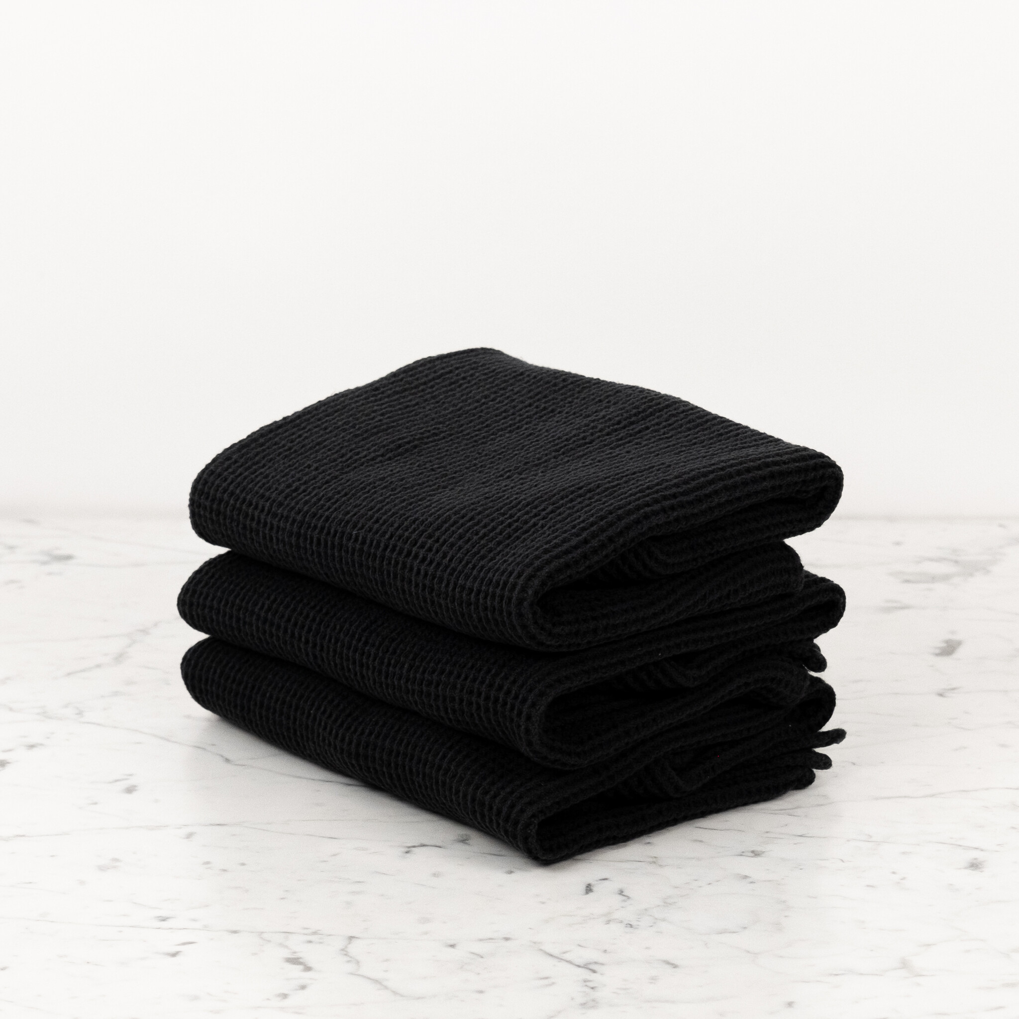 Linge Particulier French Linen + Cotton XL Waffle Compact Bath Towel - Black - 24 x 40"