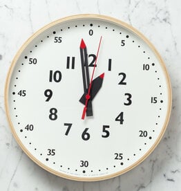 Lemnos Clocks Fun Pun Wall Clock with Second Hand - White - 14in