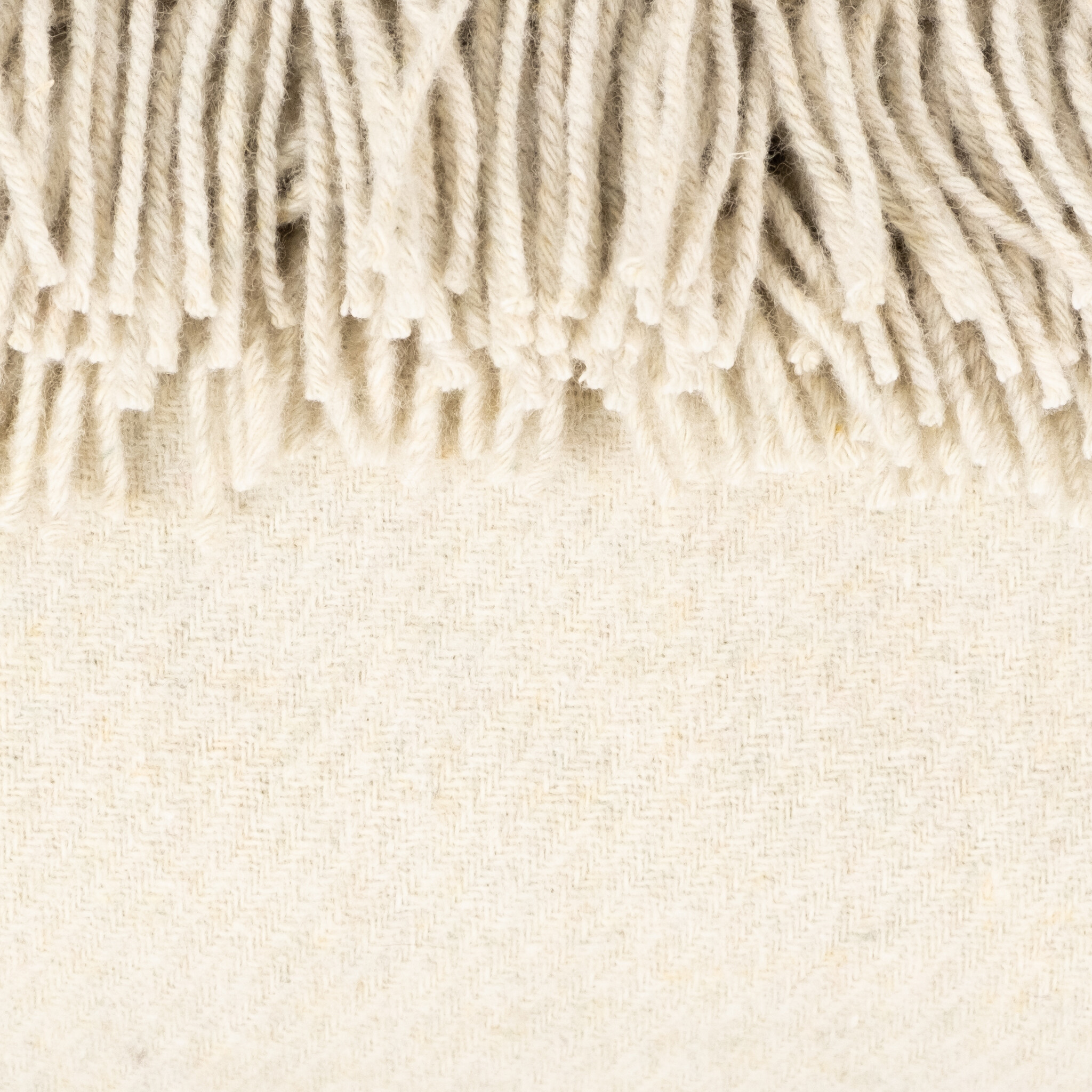 Recycled Donegal Wool Fringed Throw - Light Latte Cream - 60in x 72in