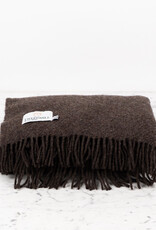 Recycled Donegal Wool Fringed Throw - Dark Coffee Brown - 60in x 72in