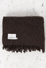 Recycled Donegal Wool Fringed Throw - Dark Coffee Brown - 60in x 72in