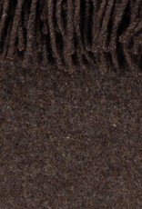 Recycled Donegal Wool Fringed Throw - Dark Coffee Brown - 60in x 72in