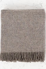 Recycled Donegal Wool Fringed Throw - Cozy Grey Squirrel - 60in x 72in