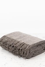 Recycled Donegal Wool Fringed Throw - Cozy Grey Squirrel - 60in x 72in