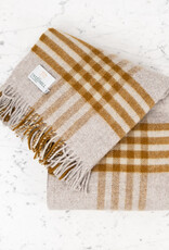 Pure New Wool Fringed Throw Hex Check English Mustard 60 x 95in