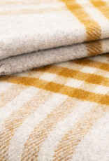 Pure New Wool Fringed Throw Hex Check English Mustard 60 x 95in
