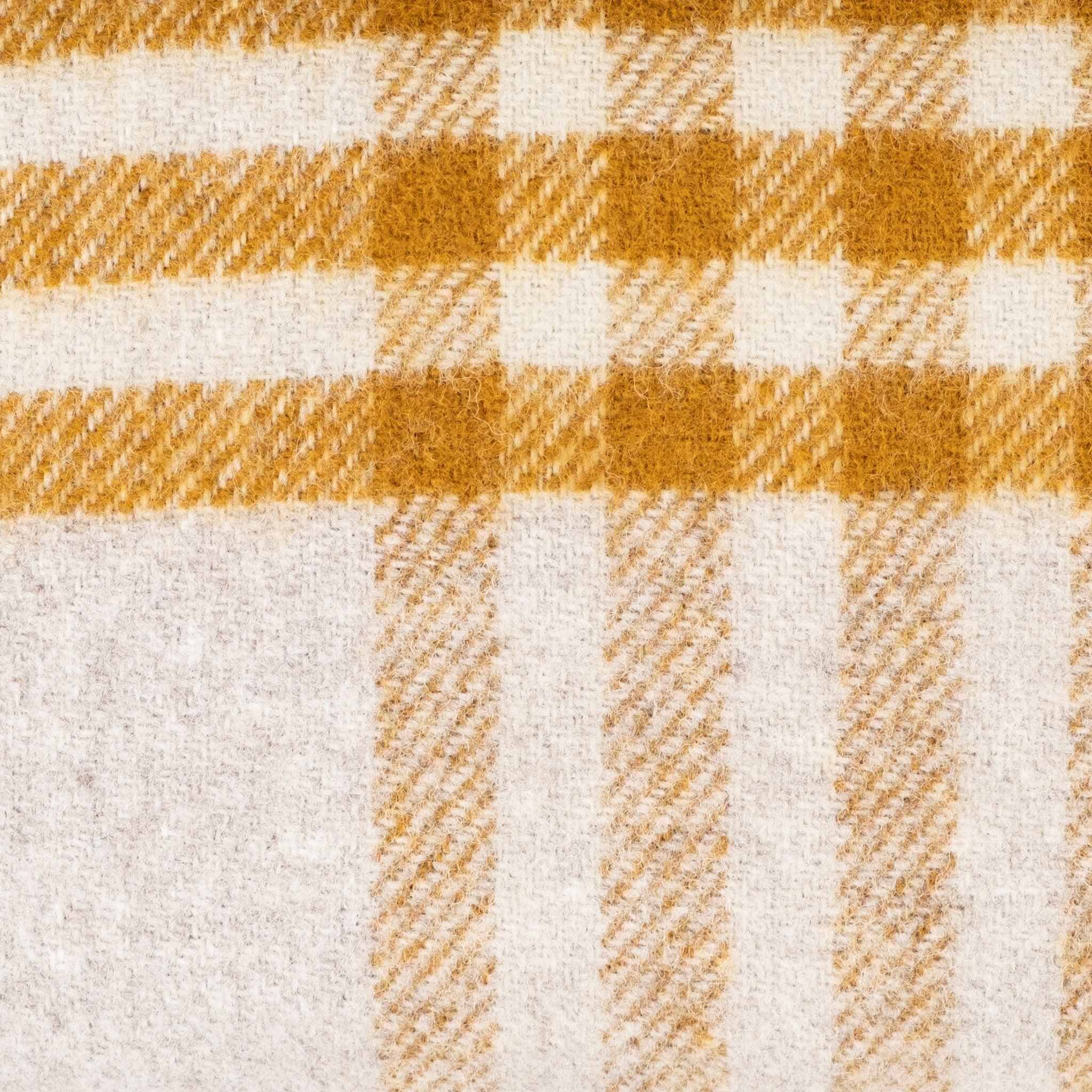 Pure New Wool Fringed Throw Hex Check English Mustard 60 x 95in