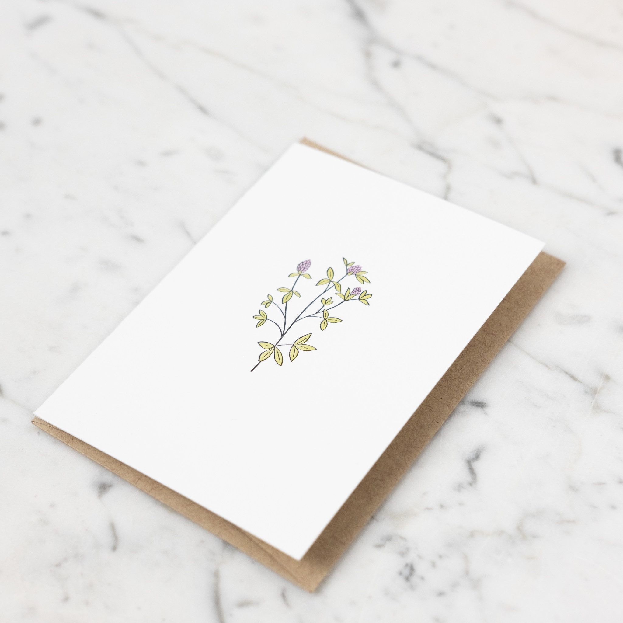 Red Clover Wildflower Letterpress Card