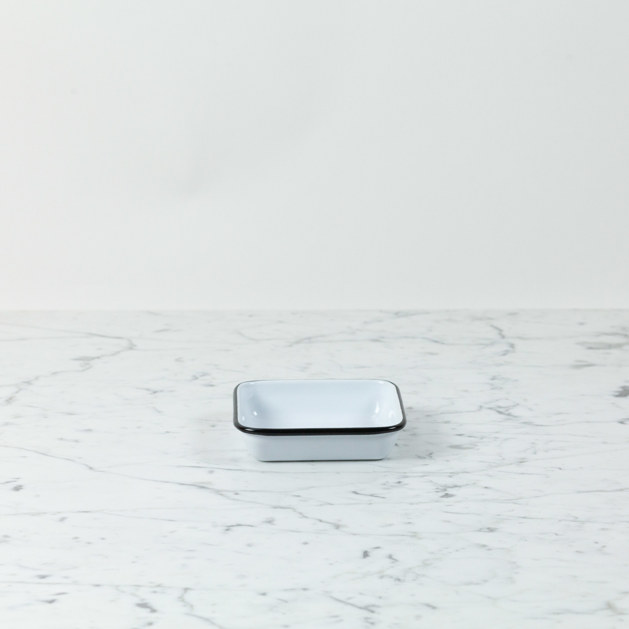 Black + White Enamel Small Square Tray - 4.75"