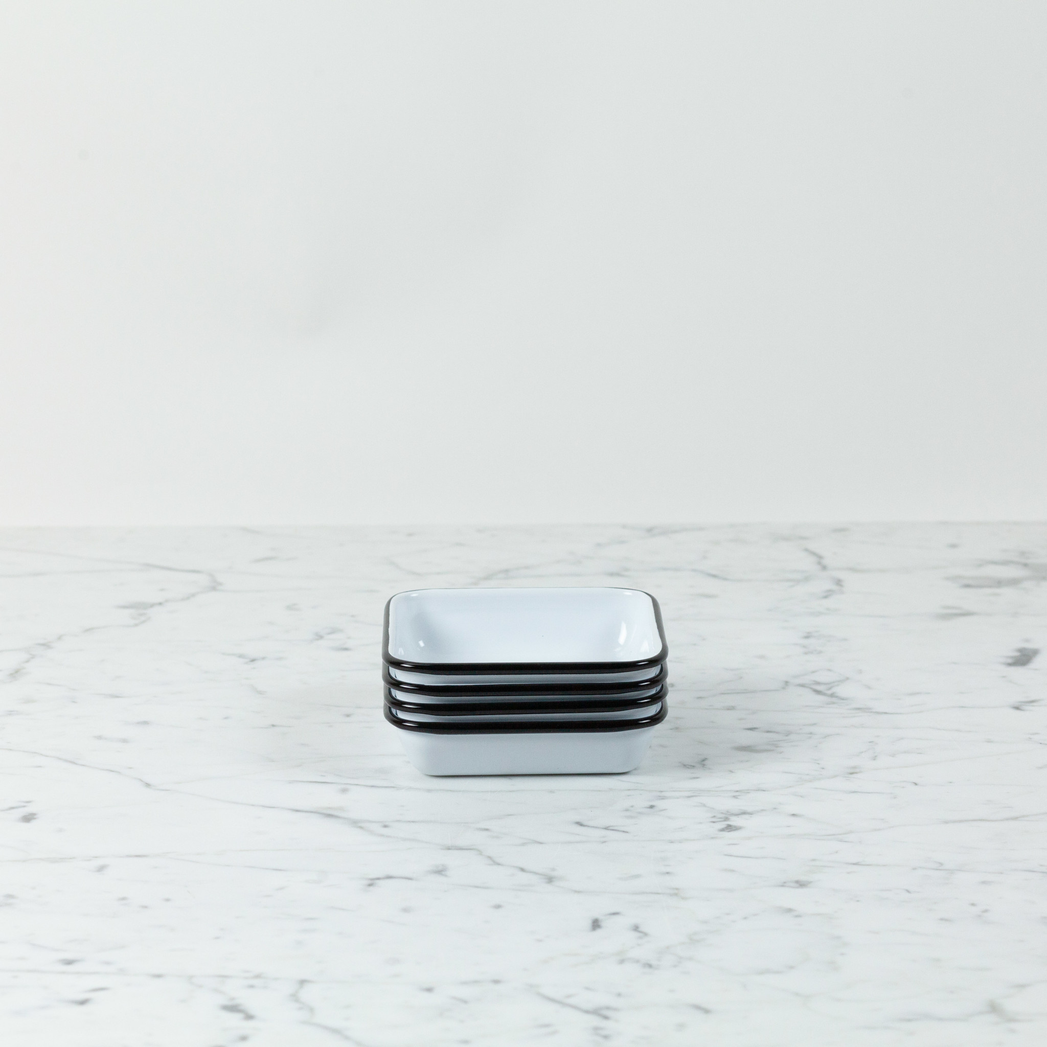 Black + White Enamel Small Square Tray - 4.75"