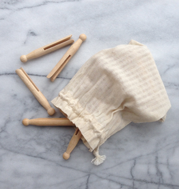 Old Fashioned Beechwood Clothes Pegs - Set of 50 in Cotton Bag