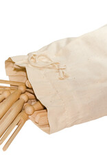 Old Fashioned Beechwood Clothes Pegs - Set of 50 in Cotton Bag