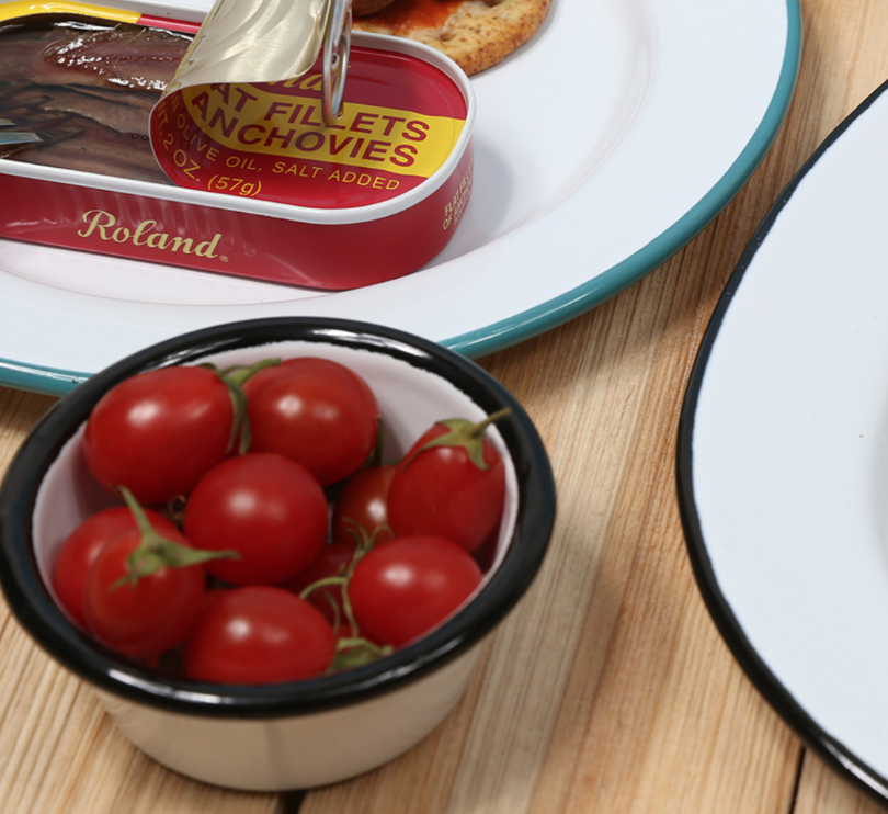 Enamel Little Round Ramekin Dish - Black + White - 2.2oz