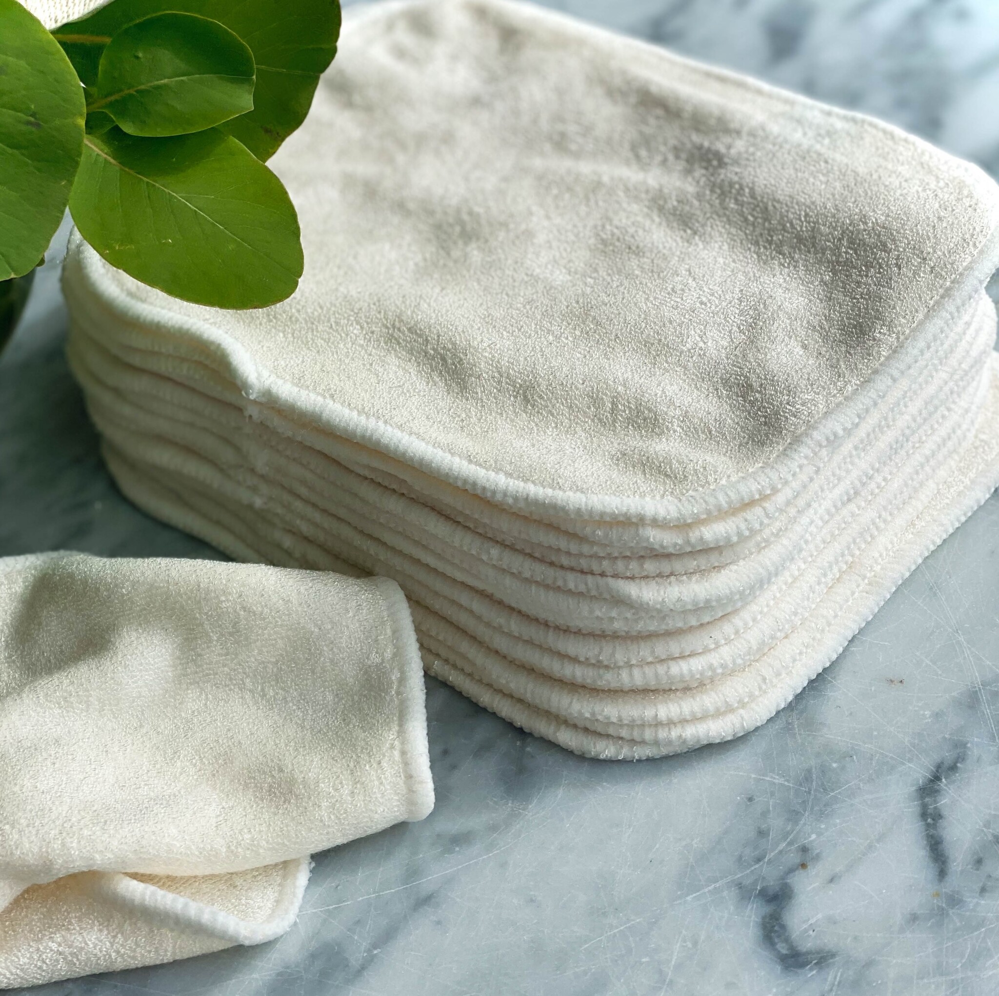 Natural Unbleached Organic Cotton and Bamboo Reusable Cloths