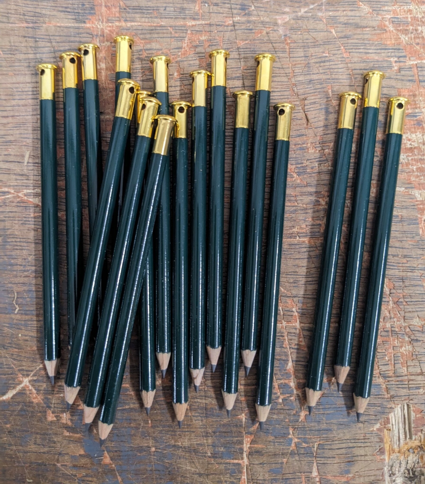 BEGOODY Slim Little Green Pencil w/ Tie Down Brass Top