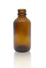 Empty Blank Amber Glass Bottle w. Leakproof Cap 2oz / 60ml
