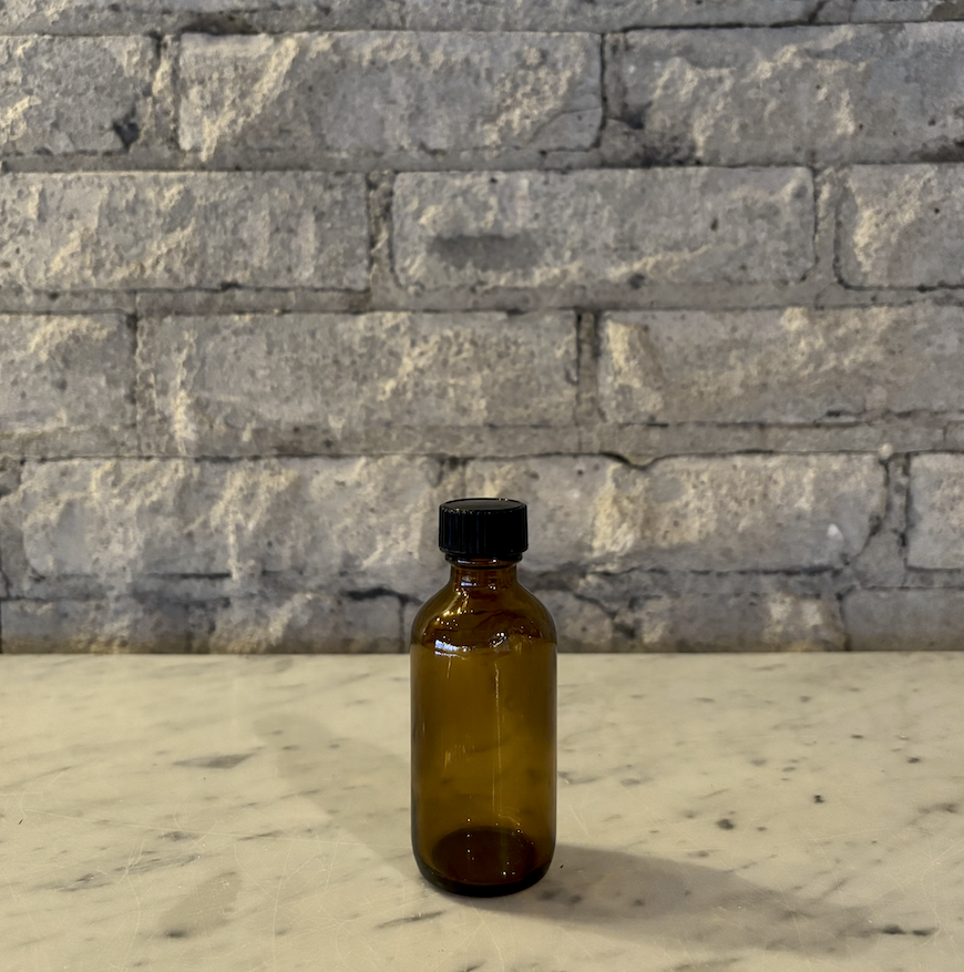 Empty Blank Amber Glass Bottle w. Leakproof Cap 2oz / 60ml