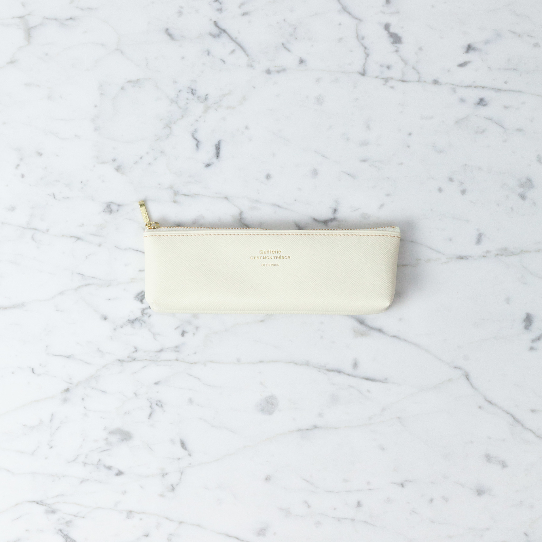 Delfonics Quitterie Zipper Pouch - Pencil Case - Cream