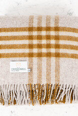 Pure New Wool Fringed Throw Hex Check English Mustard 60 x 95in
