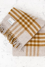 Pure New Wool Fringed Throw Hex Check English Mustard 60 x 95in