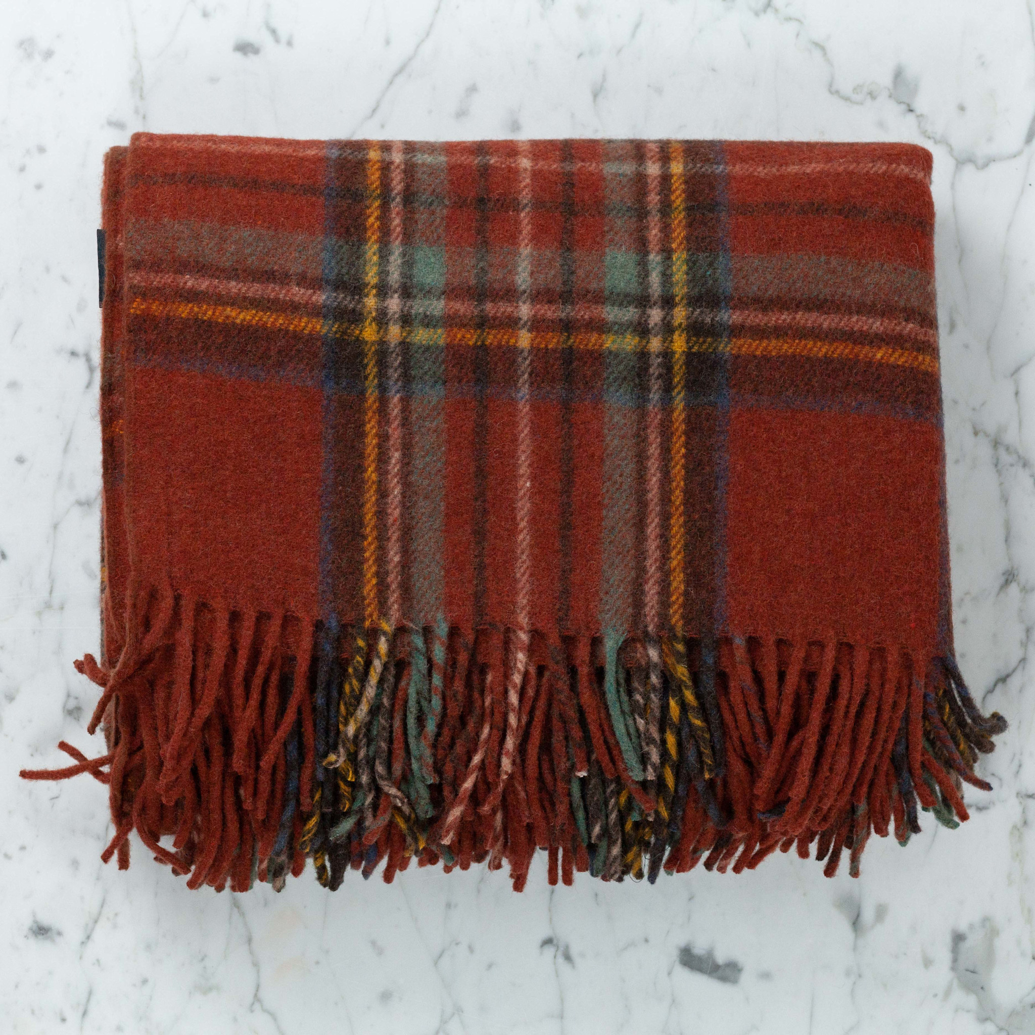 Highland Wool Tartan Throw Blanket Antique Royal Stewart 60x72in