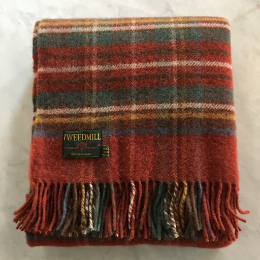 Highland Wool Tartan Throw Blanket Antique Royal Stewart 60x72in
