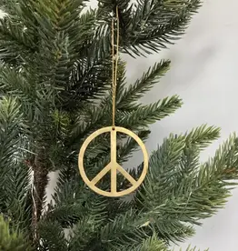 Handmade Simple Brass Peace Ornament 4"