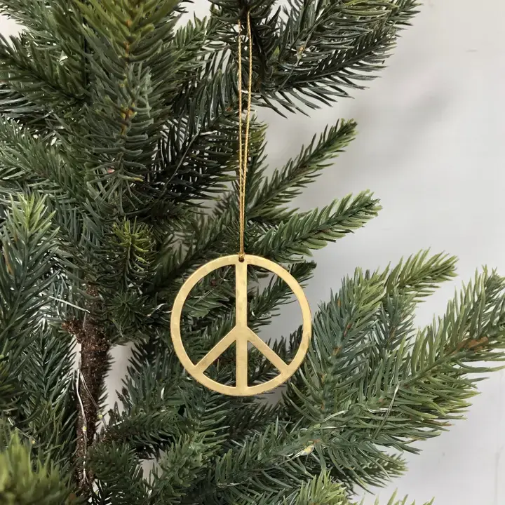 Handmade Simple Brass Peace Ornament 4"