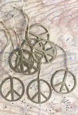 Handmade Simple Brass Peace Ornament 4"