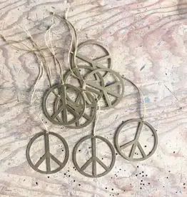 Handmade Simple Brass Peace Ornament 4"