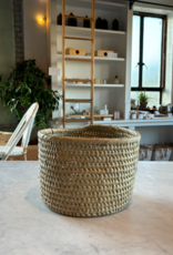 Palm Leaf Simple Round Storage Basket Bin - 10" Large
