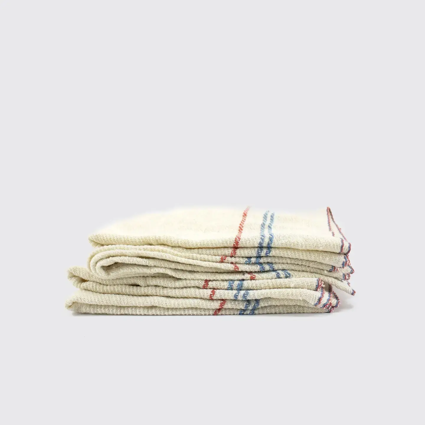 Set of 4 Lightweight Cotton Napkins Red Blue Stripes - Mexico