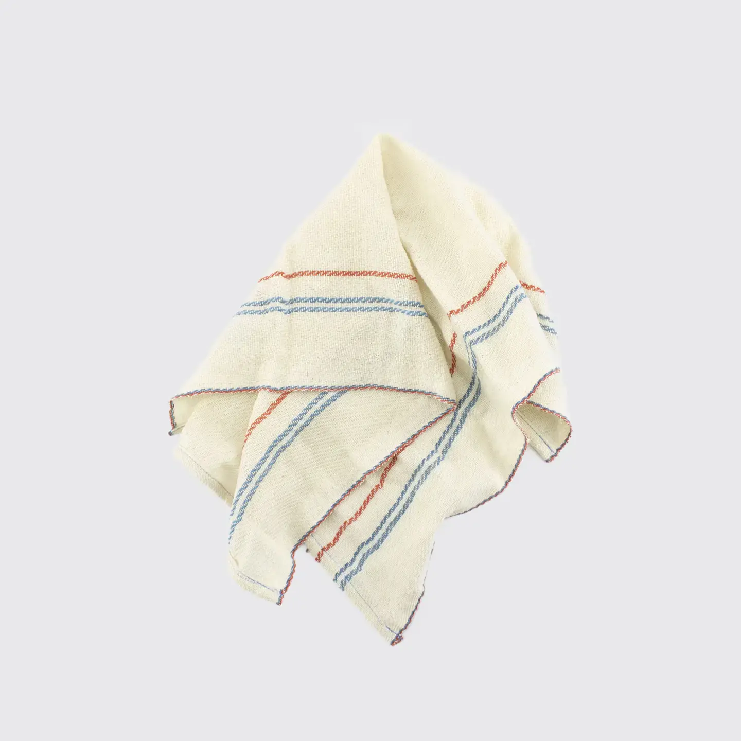 Set of 4 Lightweight Cotton Napkins Red Blue Stripes - Mexico