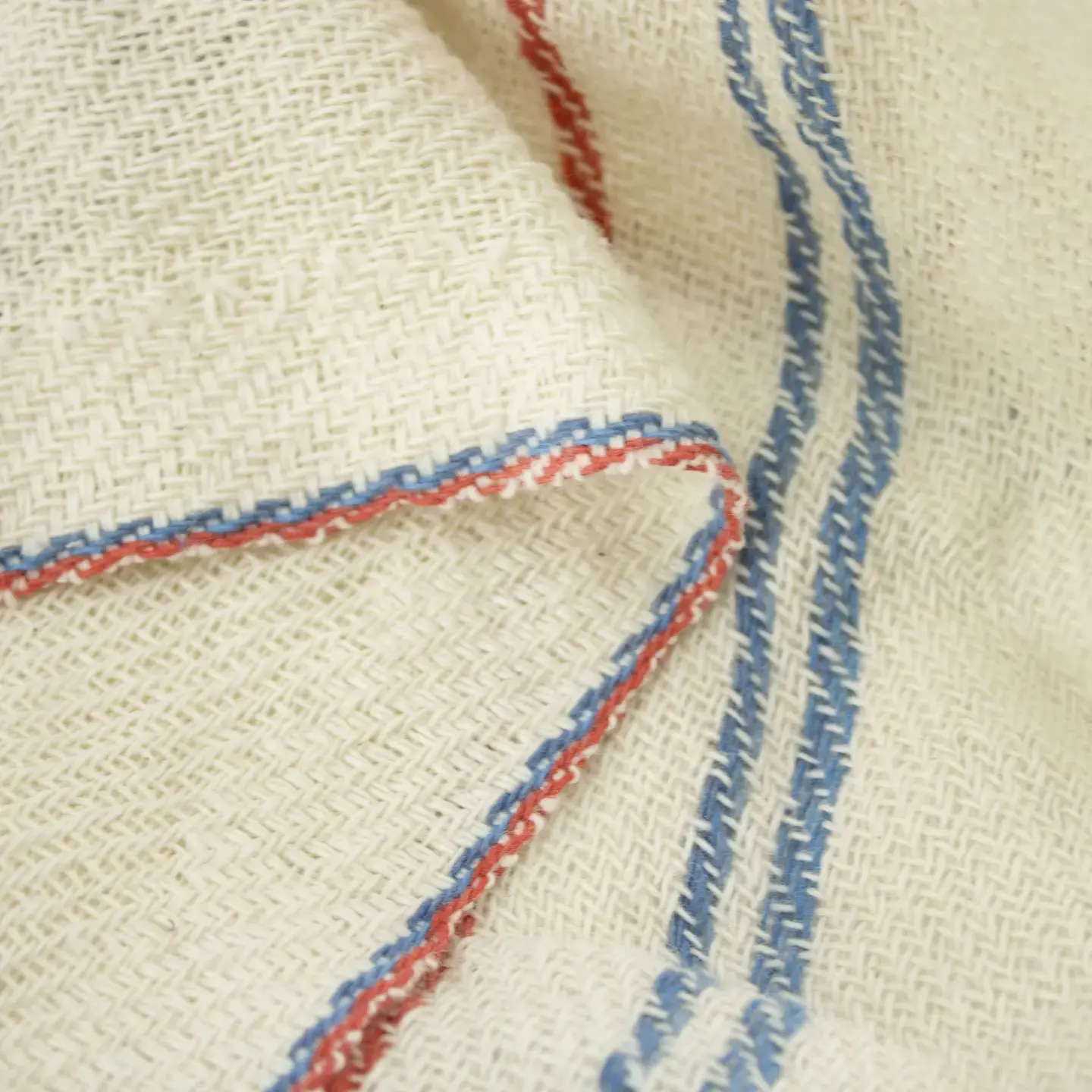 Set of 4 Lightweight Cotton Napkins Red Blue Stripes - Mexico