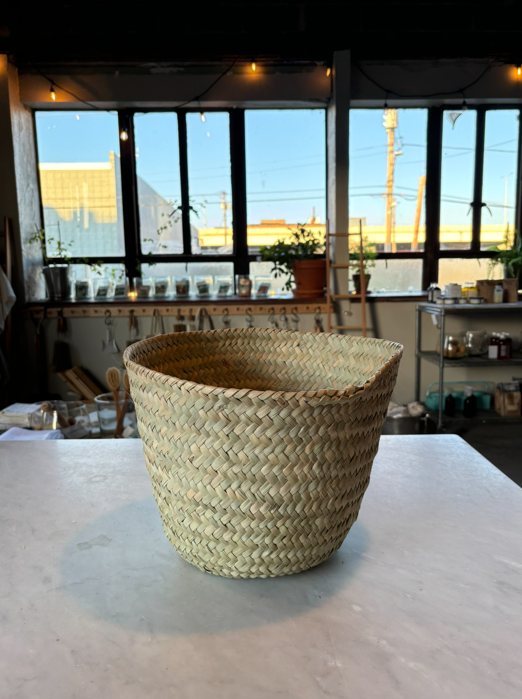 Palm Leaf Tapered Basket - 9"H x 14"D - Fair Trade Kenya