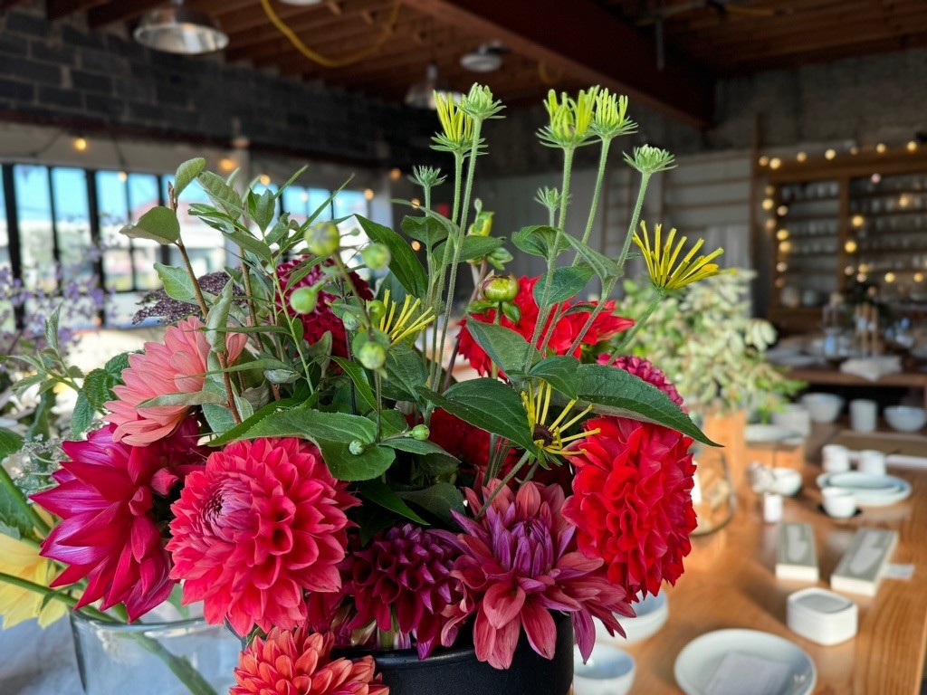 Bucket Of Glorious Two Pony Gardens Dahlias