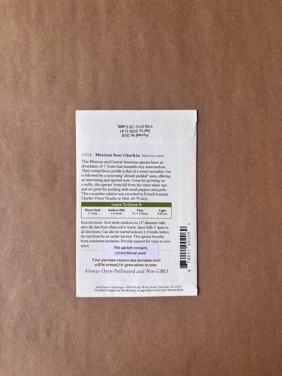 Seed Savers Exchange Seedsavers Seed Pack - Cucumber, Mexican Sour Gherkin - Pack Of 30