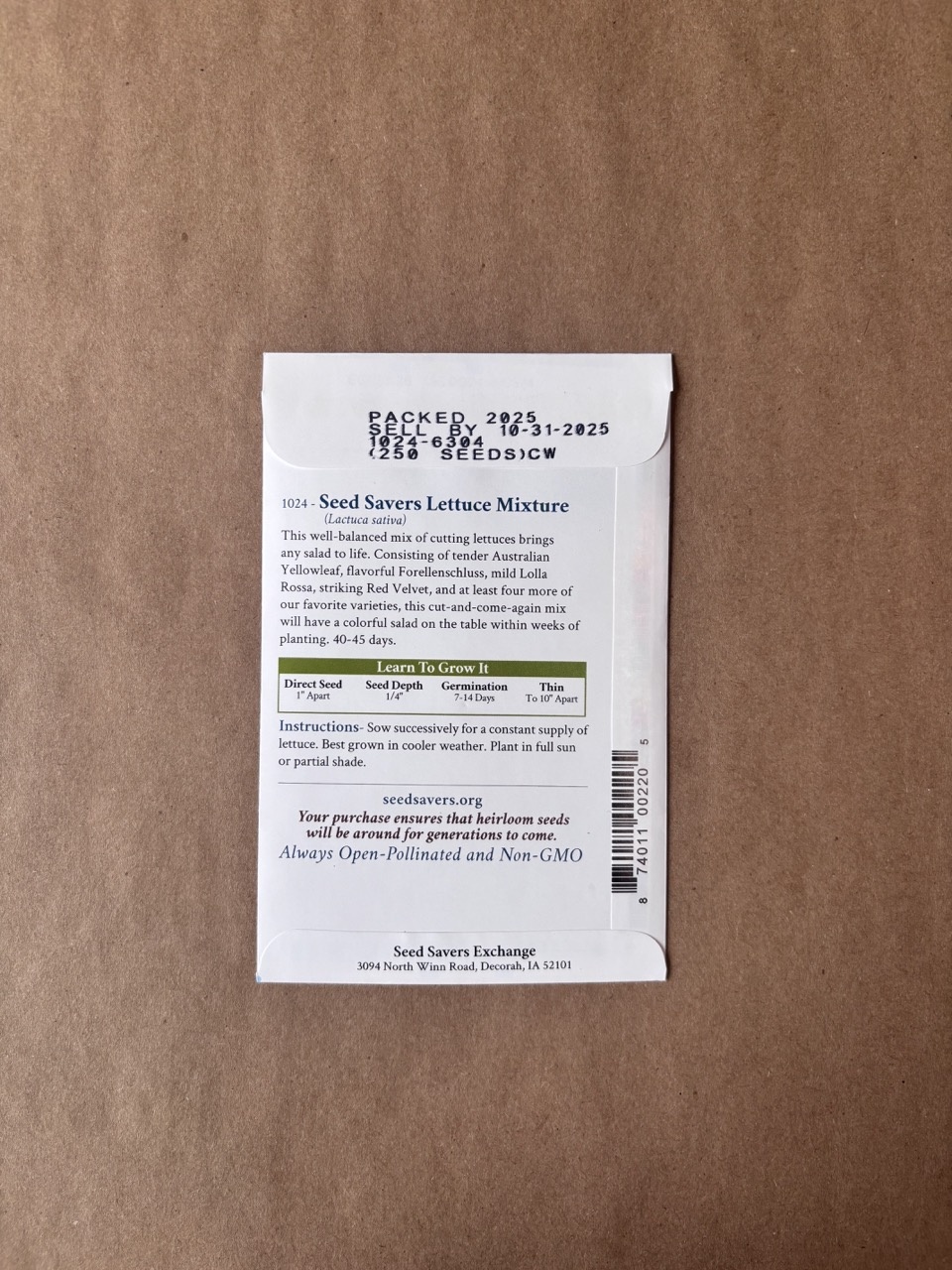 Seed Savers Exchange Seedsavers Seed Pack - Lettuce, SSE Lettuce Mixture - Pack Of 250