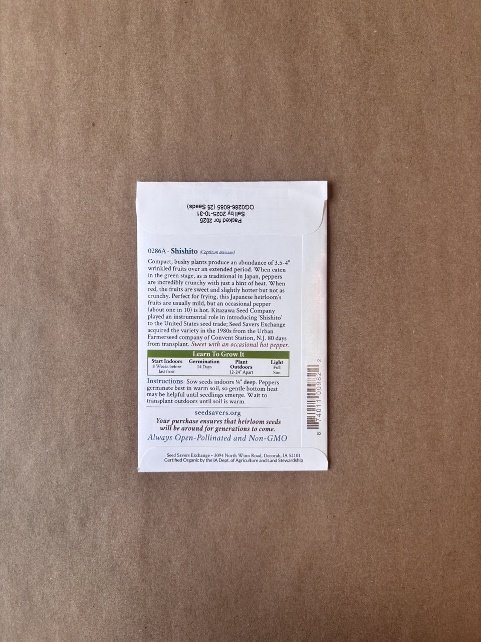 Seed Savers Exchange Seedsavers Seed Pack - Pepper, Shishito (organic) - Pack Of 25