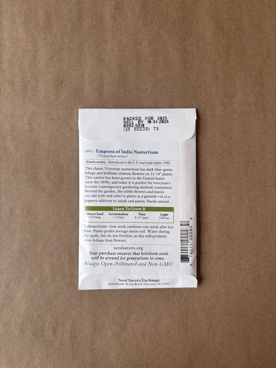 Seed Savers Exchange Seed Savers - Flower, Empress of India Nasturtium- Pack of 150 Seeds