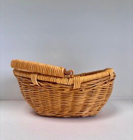 Natural Artisan Home Rattan Basket with Foldable Handle