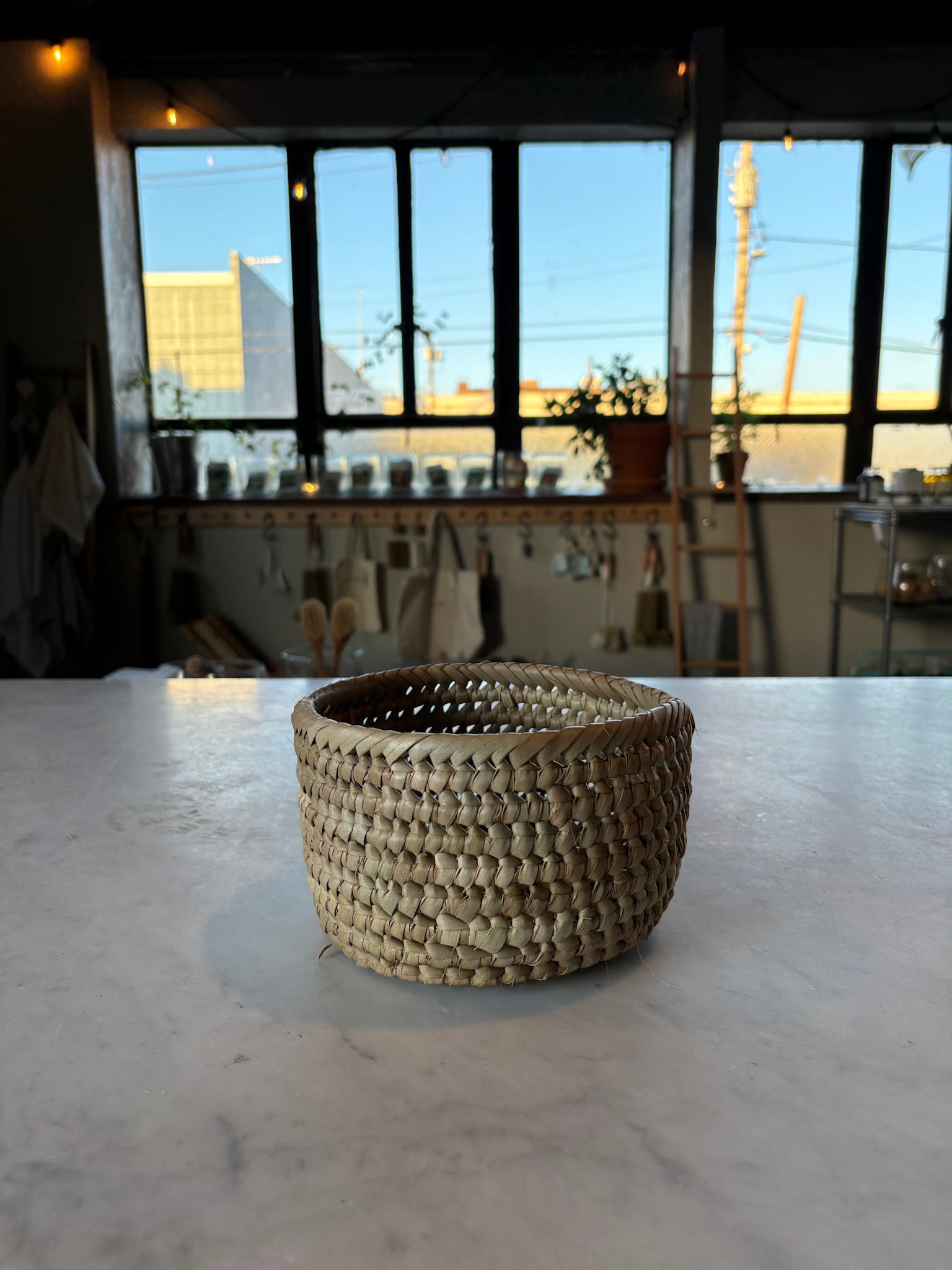 Palm Leaf Simple Round Storage Basket - 6" Small - Fair Trade
