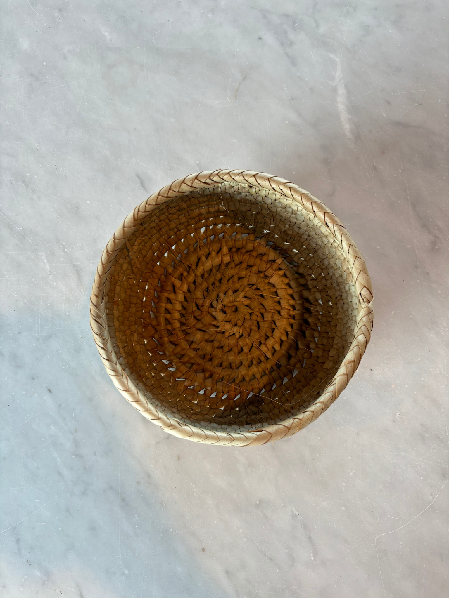 Palm Leaf Simple Round Storage Basket - 6" Small - Fair Trade